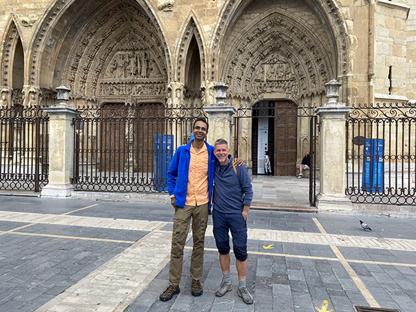 Sightseeing with a pilgrim at camino de santiago 